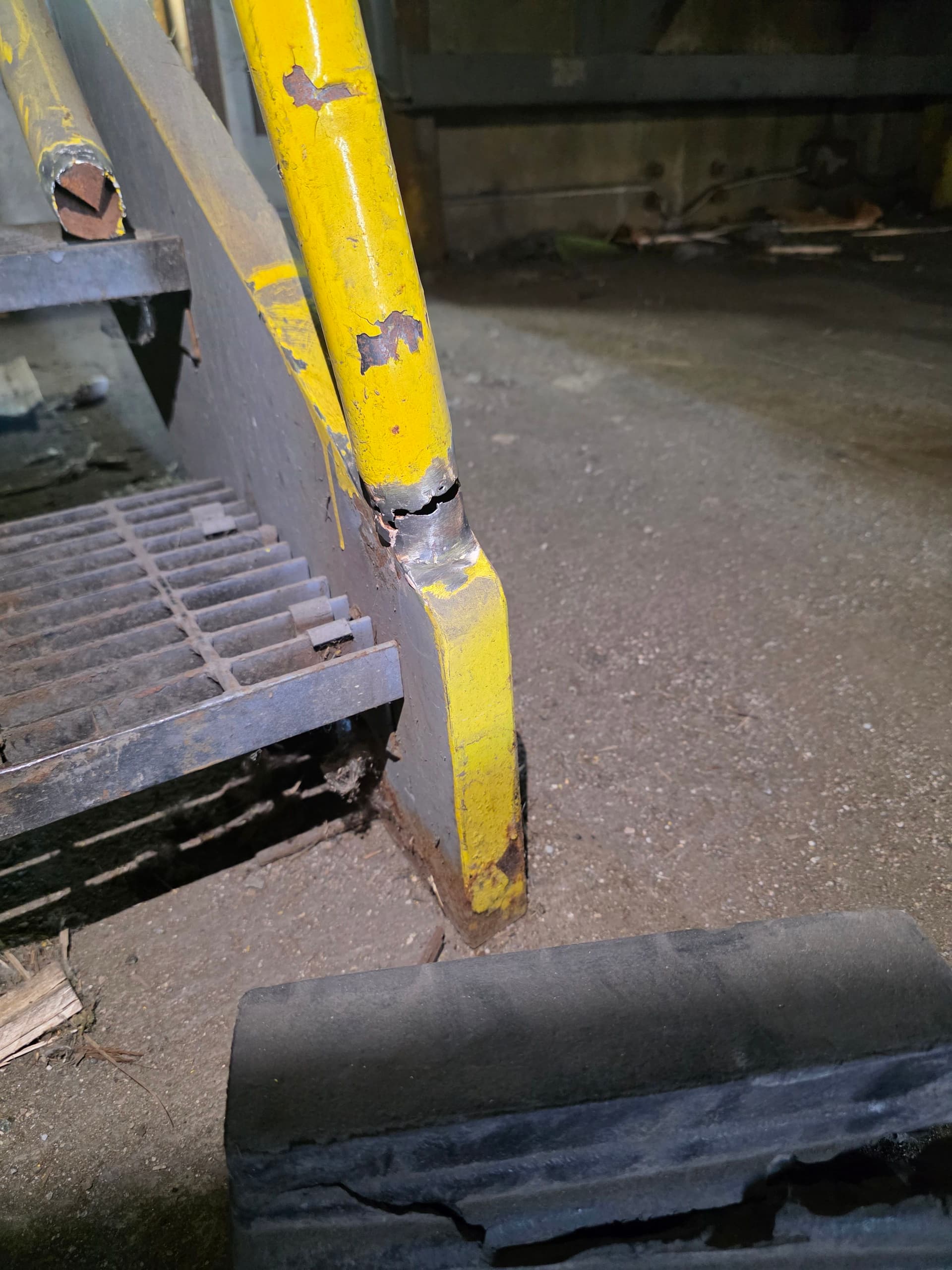Loading Dock Stair Railing Welding Repair After Truck Impact